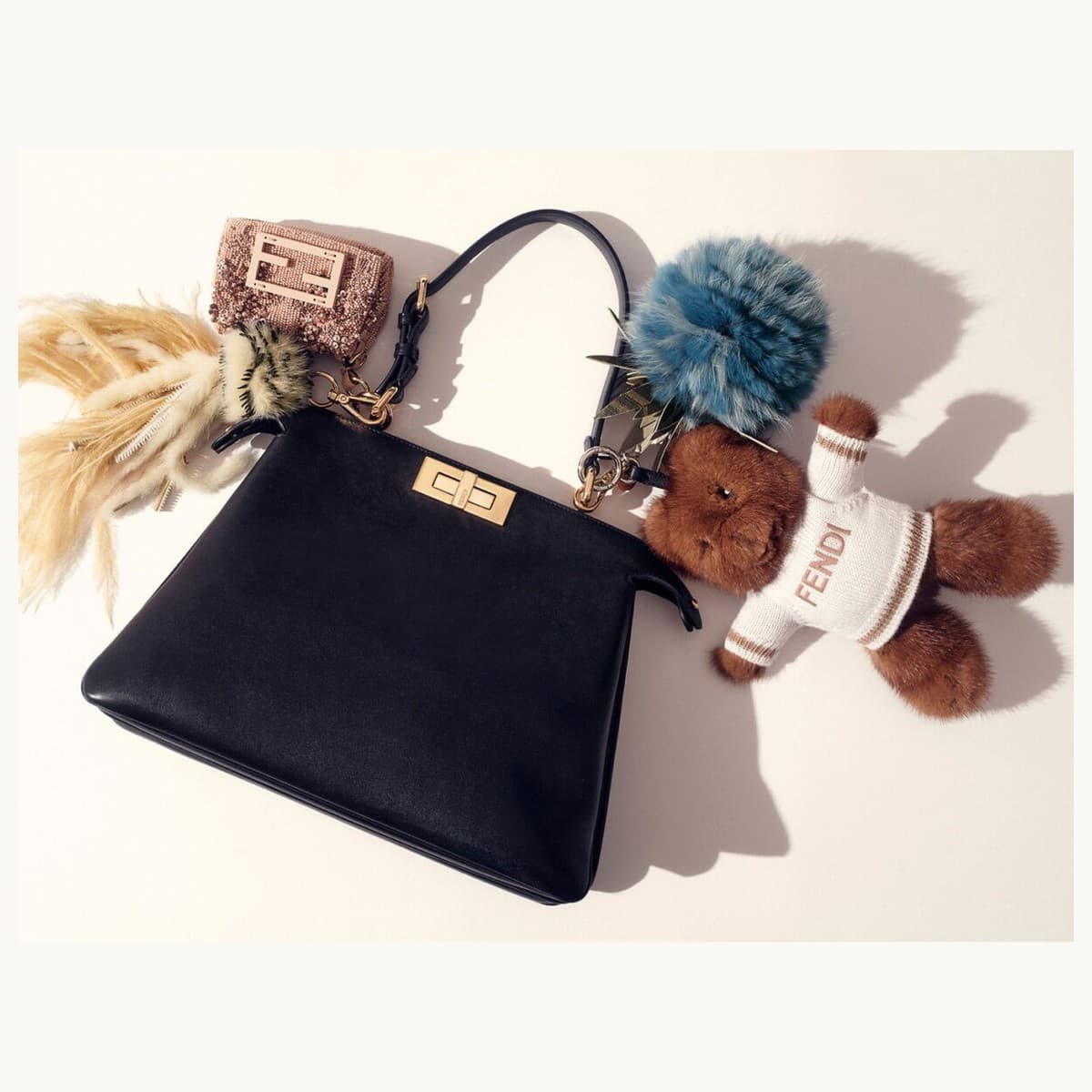 Fendi Bag Bugs charms styled on a luxury bag